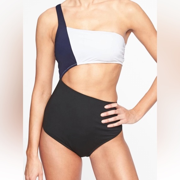 Athleta Other - NWOT Athleta Black Blue and White Swimsuit